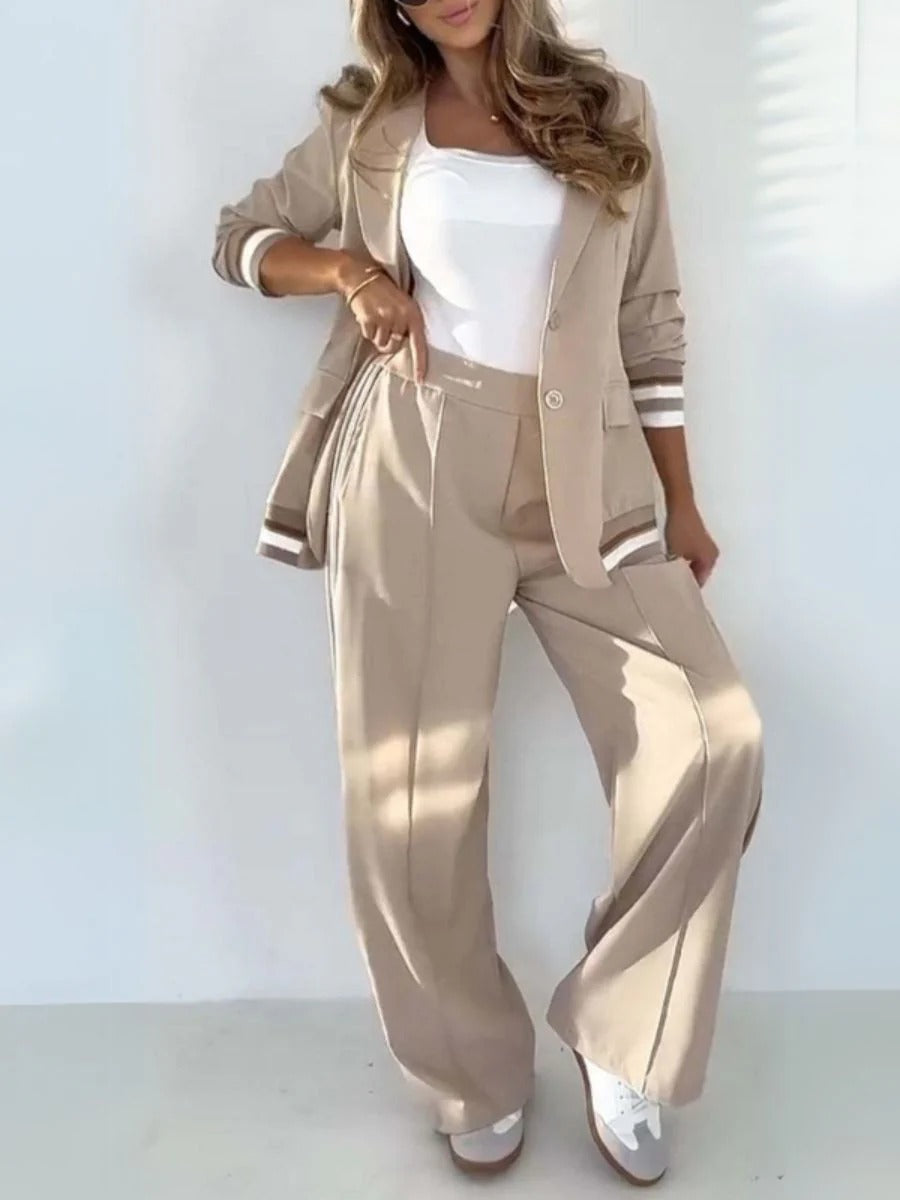 Luxe Satin Two‑Piece Lounge Set – Zip Jacket & Wide‑Leg Pants | Amý Beauty