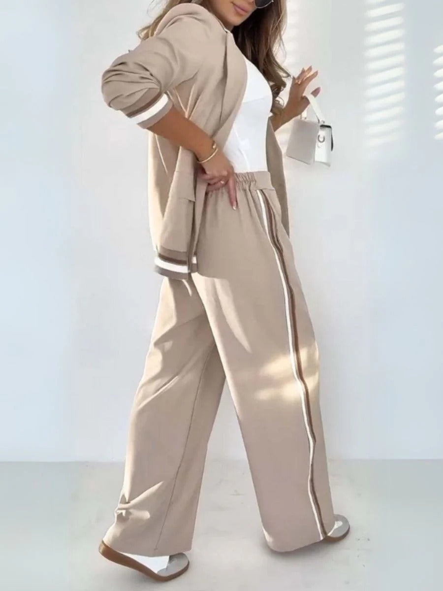 Luxe Satin Two‑Piece Lounge Set – Zip Jacket & Wide‑Leg Pants | Amý Beauty